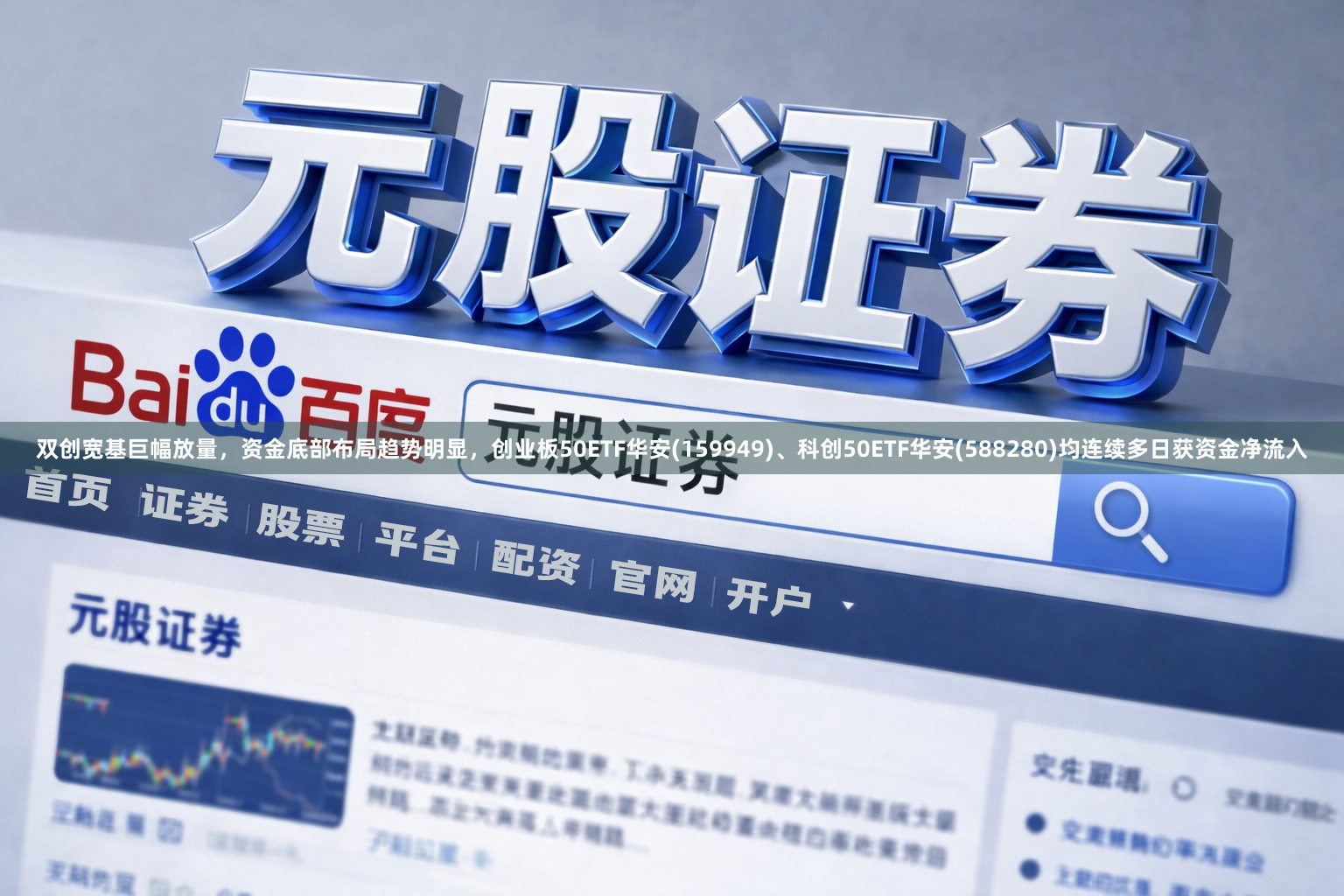 双创宽基巨幅放量，资金底部布局趋势明显，创业板50ETF华安(159949)、科创50ETF华安(588280)均连续多日获资金净流入